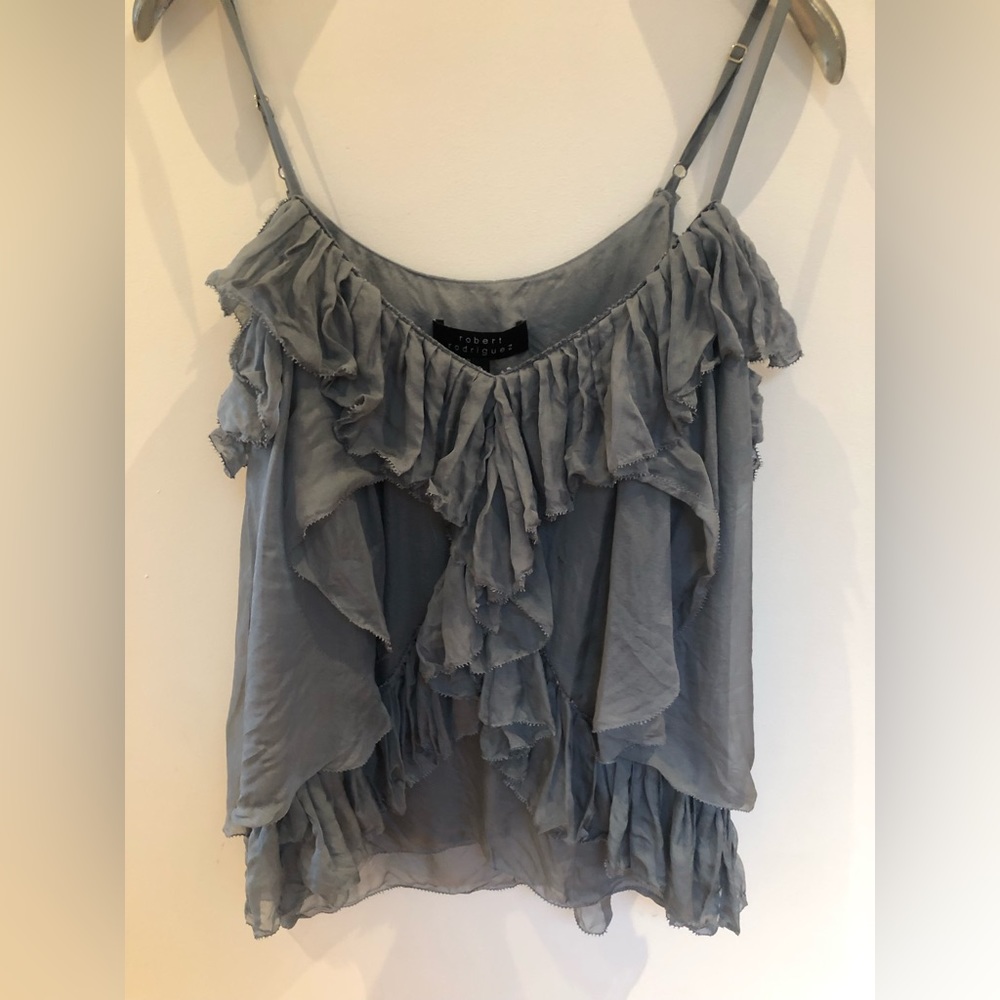 Robert Rodriguez Silk Ruffled Tank size 8